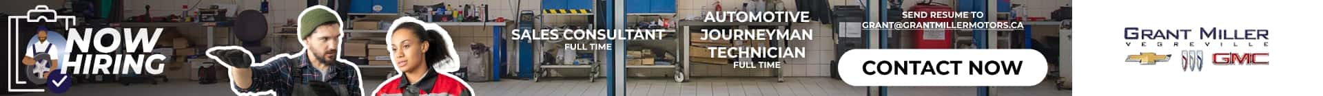 Grant Miller Motors Now Hiring Sales Cconsultant Full Time Automotive Journeyman Technician Full Time