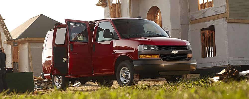 Commercial van at a work site