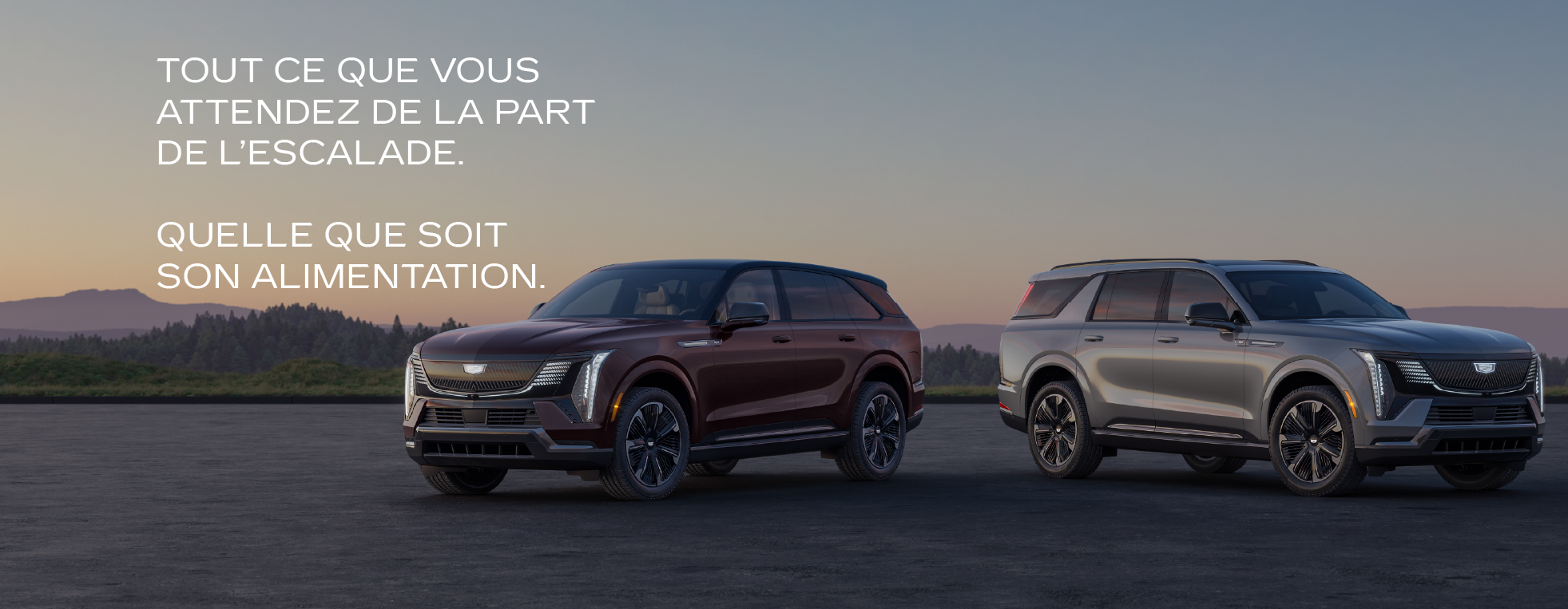 Cadillac Escalade et Escalade IQ stationnés côte à côte