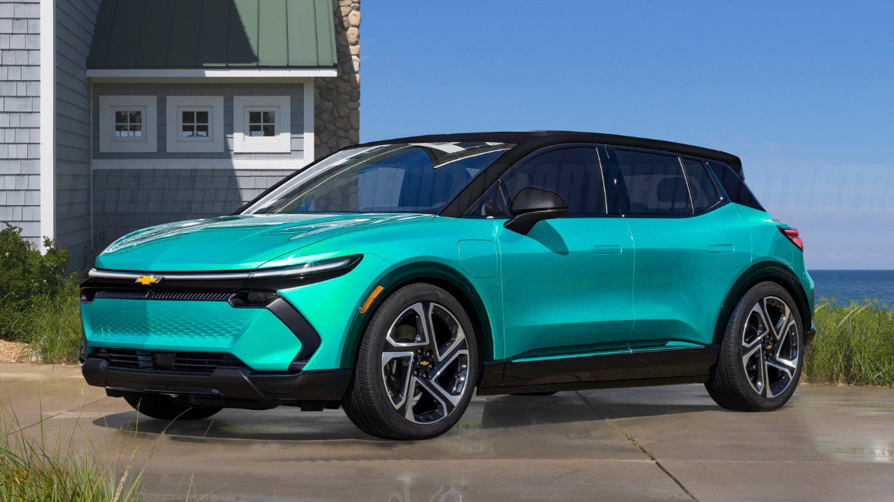 vue latérale avant d'un Chevrolet Bolt 2027