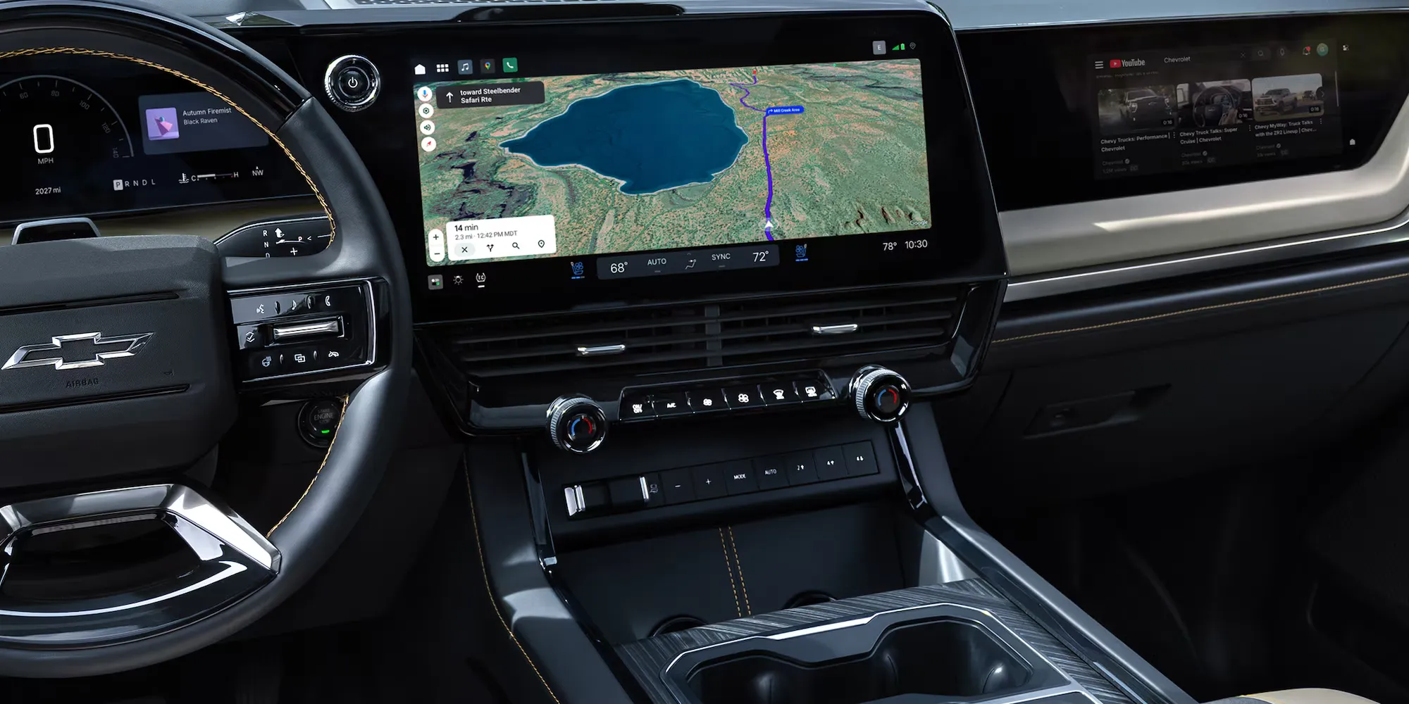Écran central de navigation du Chevrolet Silverado 1500 2027.