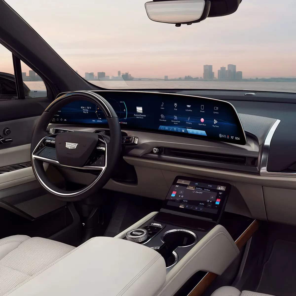 Tableau de bord numérique et écran incurvé du Cadillac Vistiq 2027.